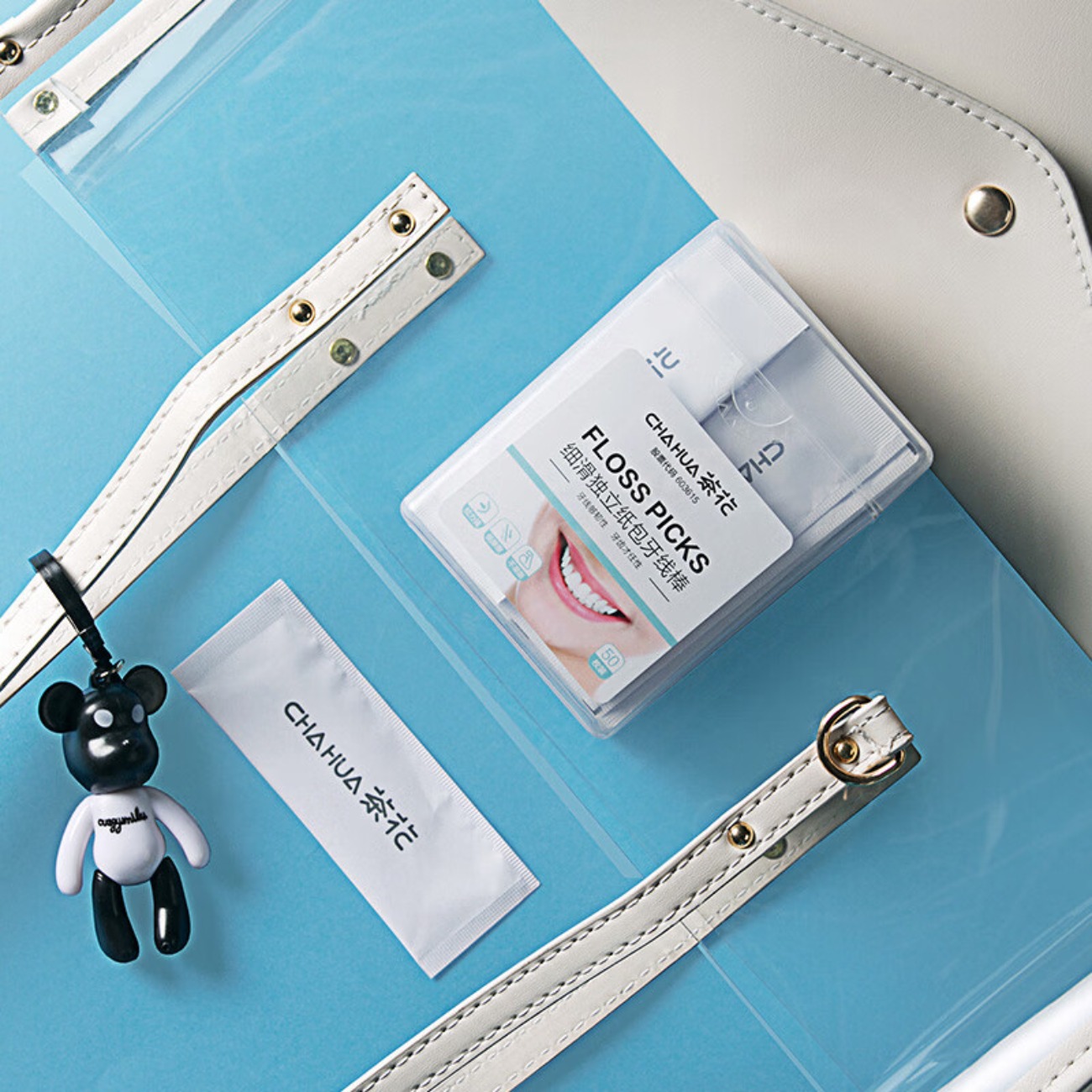 茶花(CHAHUA) 一次性牙线棒独立纸包装50支 细韧独立装牙线棒50 314009高清大图