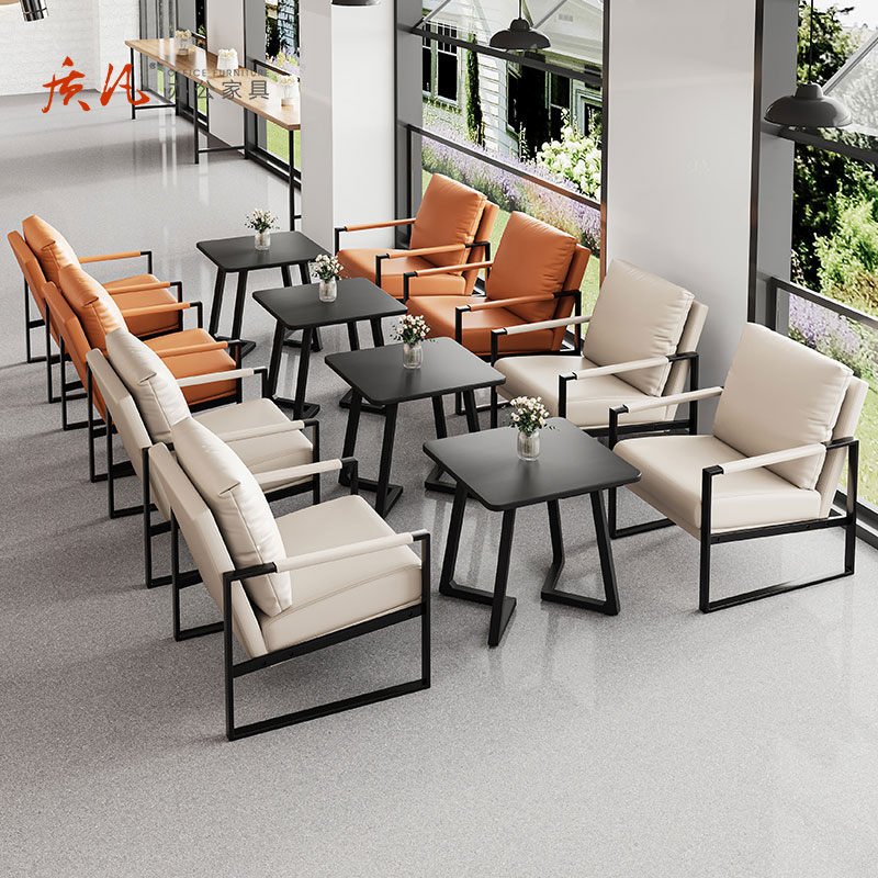 质凡咖啡厅沙发椅桌组合酒店沙发商用休闲椅 双人位[颜色备注]高清大图