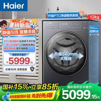 海尔(Haier)洗衣机洗干一体XQG120-PSEU68BU1