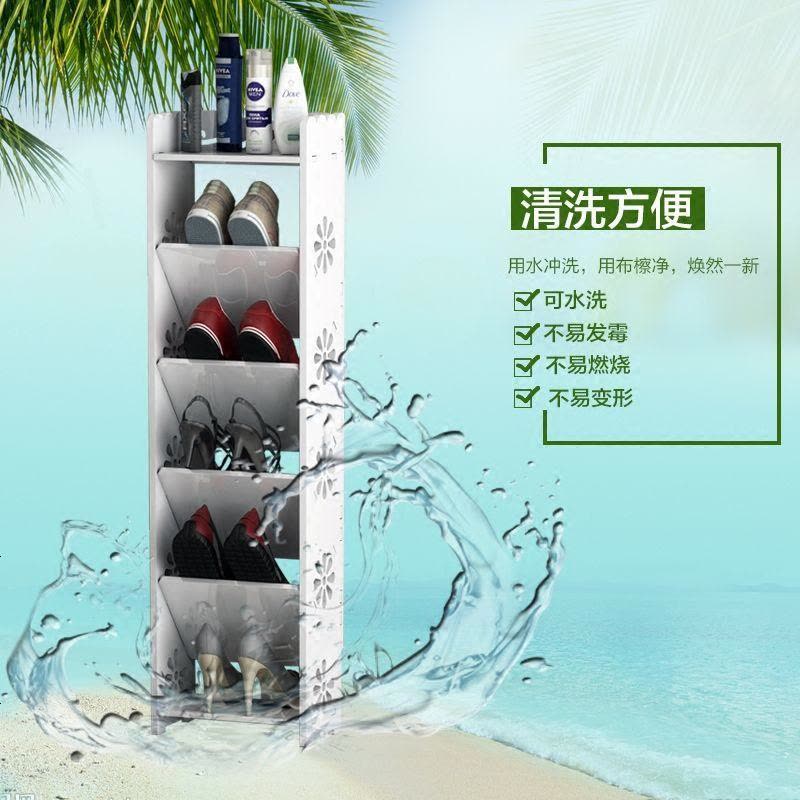欧式家用口简易小鞋架经济型懒角落迷你多层卫生间鞋柜省空间g 樱花款五层大号【高80宽60深17图片