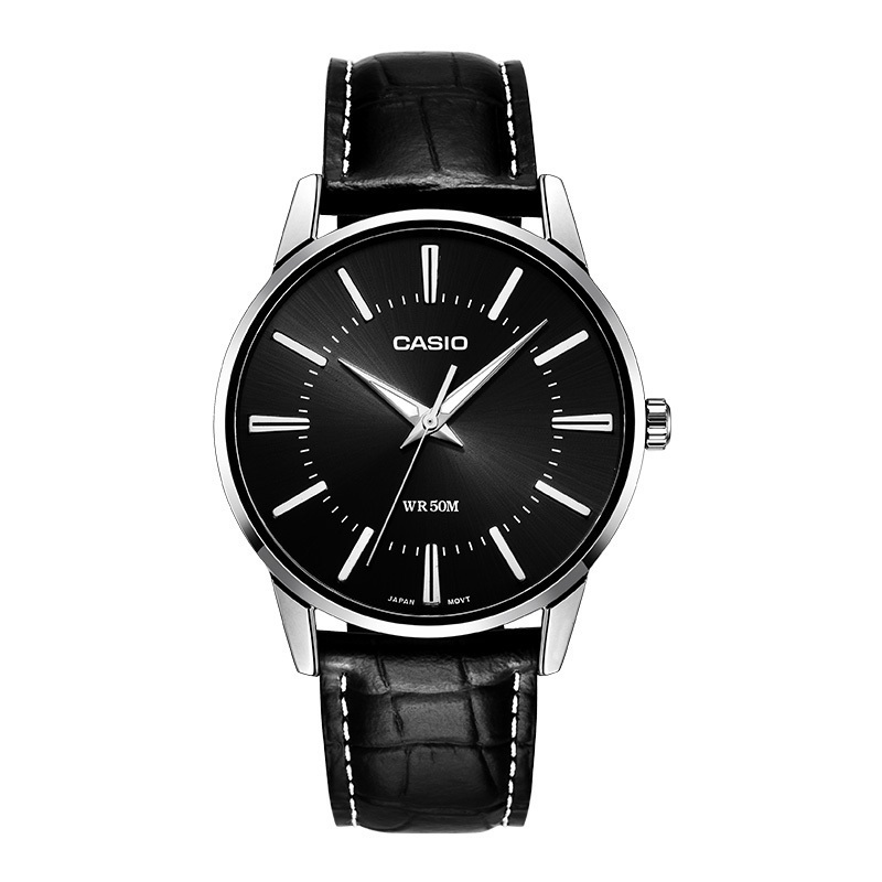 卡西欧(CASIO)手表 指针系列 日韩品牌男士经典时尚商务简约防水石英表男 皮带MTP-1303L-1A
