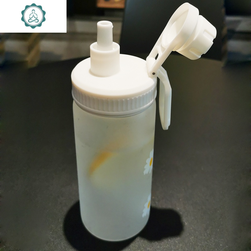 小雏菊带吸管的水杯少女网红创意潮流可爱磨砂玻璃杯便携个性杯子 封后 四朵雏菊500ml[带杯套+吸管]