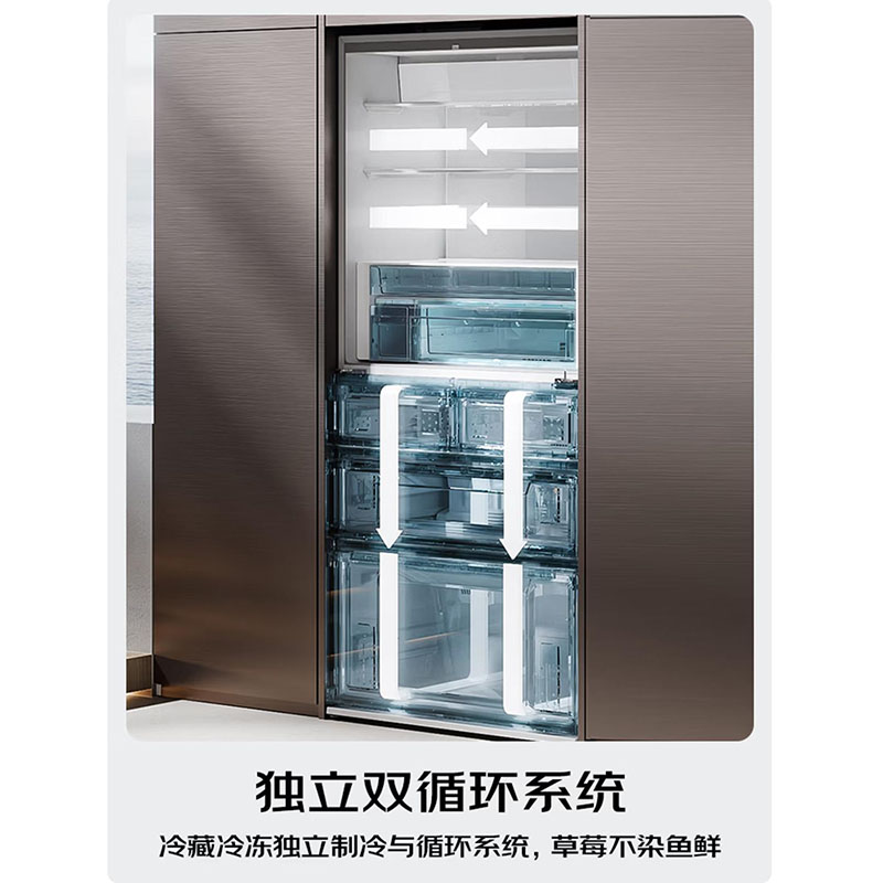 松下(Panasonic)NR-F611GA1-C挪威海600L法式多门冰箱 玻璃面板超薄嵌入式 自动制冰冷藏冷冻双除菌高清大图