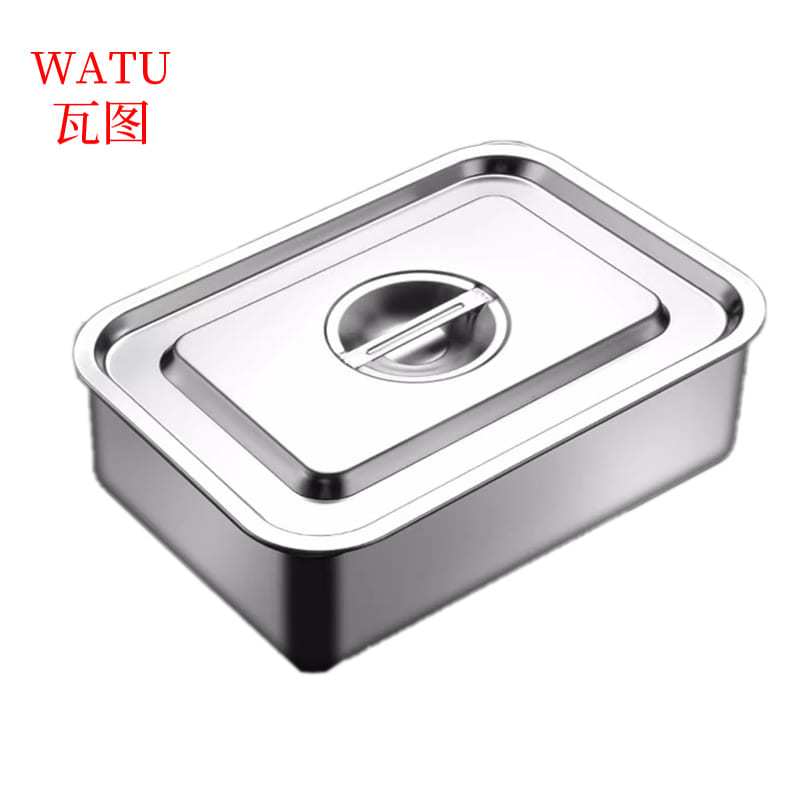 瓦图 不锈钢方盆带盖 菜盆加深托盘 60*40*10cm 个