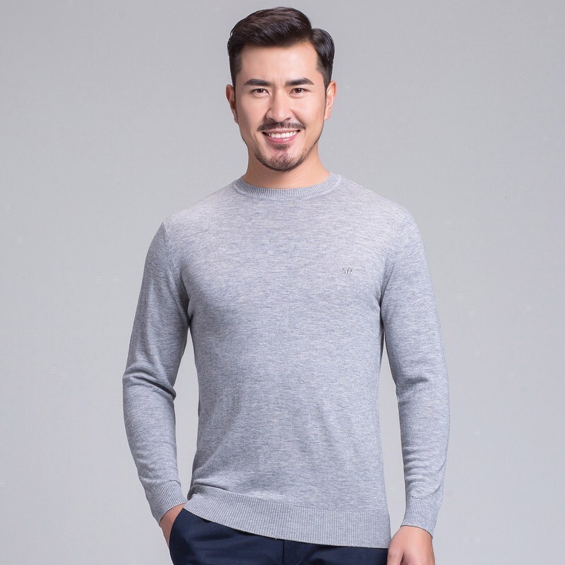 官方正品恒源祥羊毛衫男鸡心领套头针织打底衫春秋男士低v领薄款毛衣