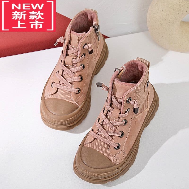 可莉允西班牙童鞋男童鞋马丁靴秋冬新款儿童靴子女童短靴加绒M21496图片