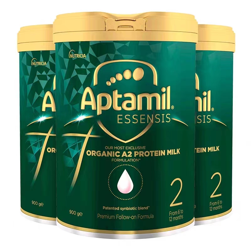有效期到26年7月-三罐装-Aptamil澳洲爱他美光耀系列 奇迹绿罐有机A2蛋白婴幼儿配方奶粉2段900g/罐高清大图