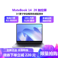 华为(HUAWEI)MateBook 14 2020款2K触摸屏全面屏轻薄性能笔记本电脑 锐龙六核R5-4600H 16G 512GSSD 多屏协同 win10 灰色