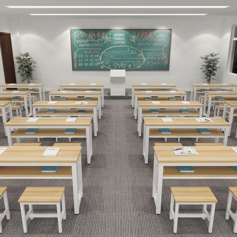 誉卓远长条桌培训桌学习桌椅学校培训班写字课桌椅 双人含椅160*60cm高清大图