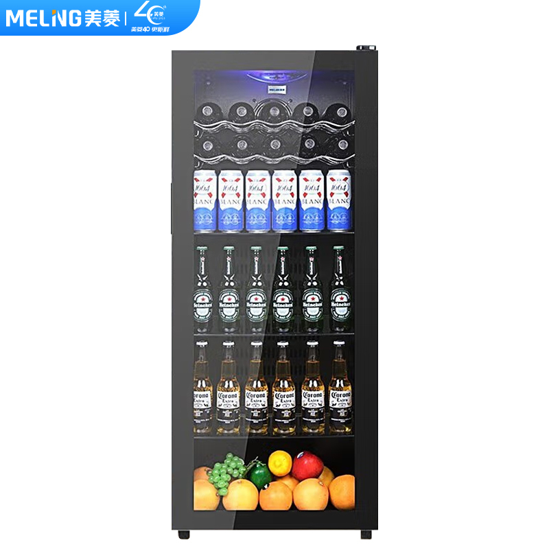 美菱(MELING)228升大冰吧立式单门冷柜 饮料冷藏展示柜茶叶水果保鲜冰柜 玻璃门小卖部陈列柜SC-228FL