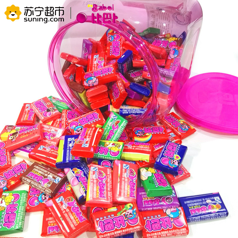 比巴卜 混合瓶装超软泡泡糖675克/瓶150粒