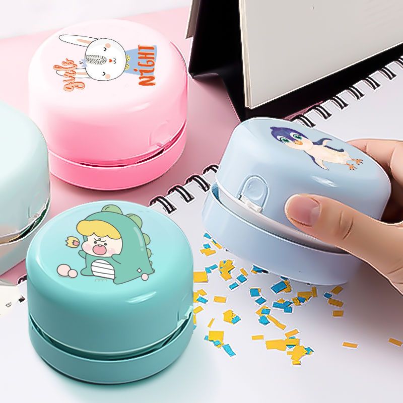 迷你桌面吸尘器USB充电学生吸橡皮屑工具小型手持清洁器吸毛发 随机色空白机器无电磁(裸机) 送小刷子送普通耐用电池