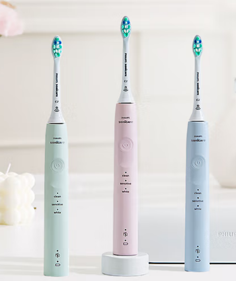 飞利浦(PHILIPS)电动牙刷 护龈系列 3种模式 7倍清除牙菌斑 蓝色 HX3697/22