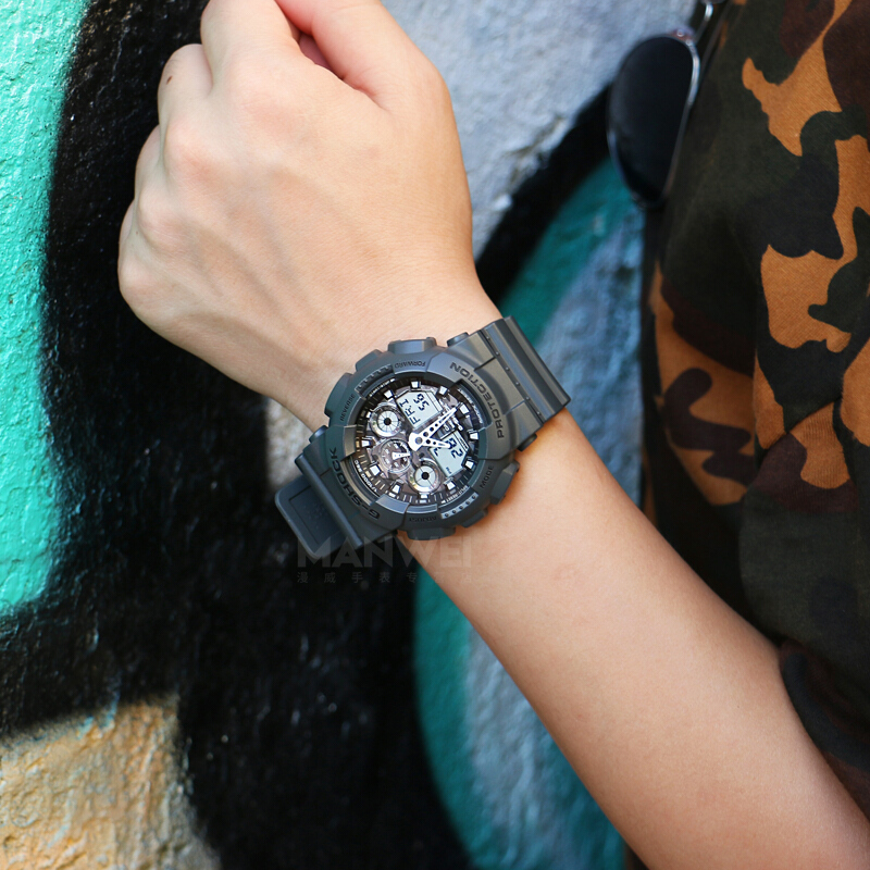 卡西欧(CASIO)G-SHOCK系列男士手表 日韩品牌自动背光迷彩风限量大表盘时尚电子双显防水男表