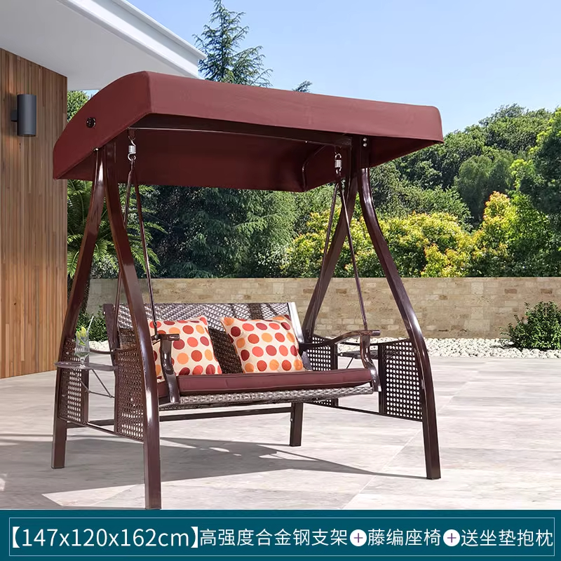 秋千室外花园摇椅别墅院子双人荡秋千铁艺吊椅露台庭院秋千椅高清大图