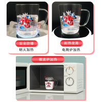 苏宁宜品正版授权奥特曼卡通高硼硅玻璃带刻度牛奶水杯可明火微波加热带吸管刻度杯子泰罗赛文初代奥特曼组合款