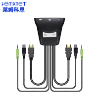 莱姆科思(lemxnet)LK-102M KVM切换器2口HDMI视频两进一出USB线机一体热键切换