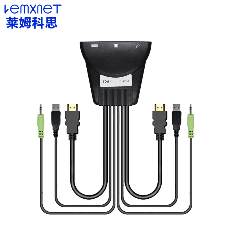 莱姆科思(lemxnet)LK-102M KVM切换器2口HDMI视频两进一出USB线机一体热键切换