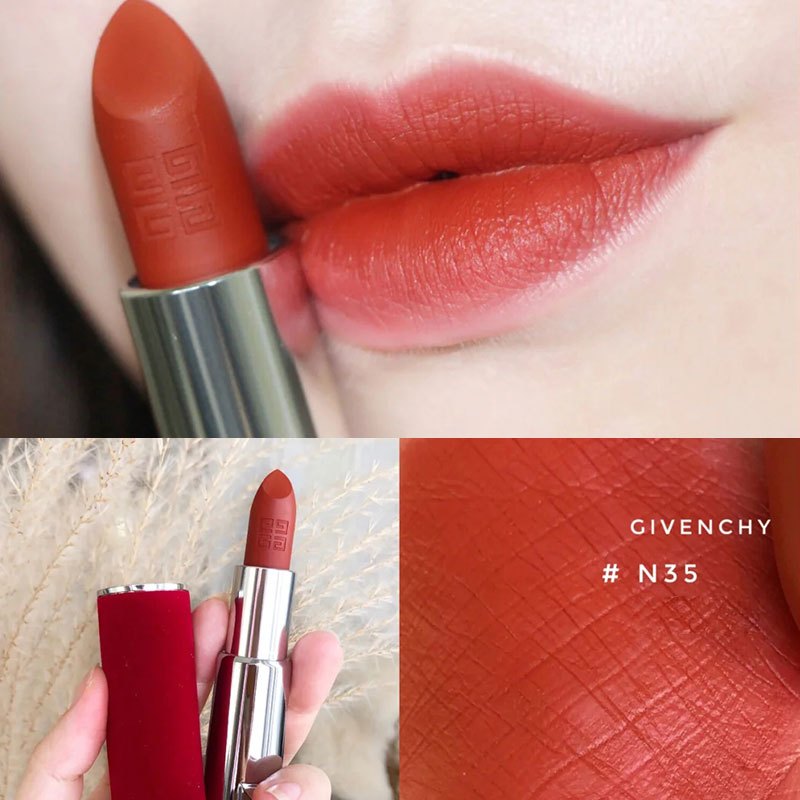 纪梵希(GIVENCHY)高定香榭红小羊皮 丝绒哑光唇膏口红 N35#枫叶砖红高清大图