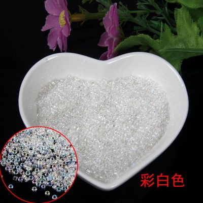 DIY配件 串珠配件 玻璃幻彩米珠2MM十字绣小米珠 diy散珠制作材料 彩白色 2mm一包约1000颗