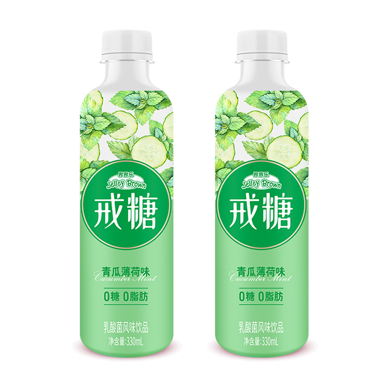 界界乐(Jelley Brown)戒糖 乳酸菌风味饮品果汁 青瓜薄荷味 330ml*6瓶