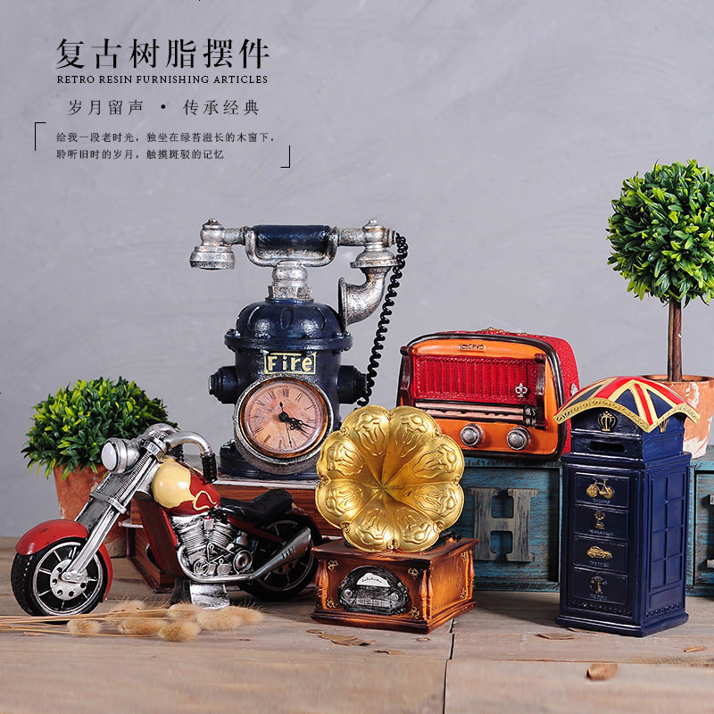 美式复古创意迷你树脂咖啡厅酒吧家居橱窗客厅桌面装饰工艺品摆件