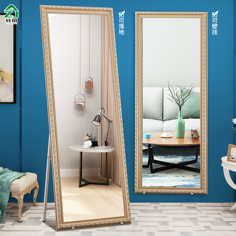卧室全身镜子贴墙穿衣镜家用立体式壁挂落地镜女生服装店大试衣镜