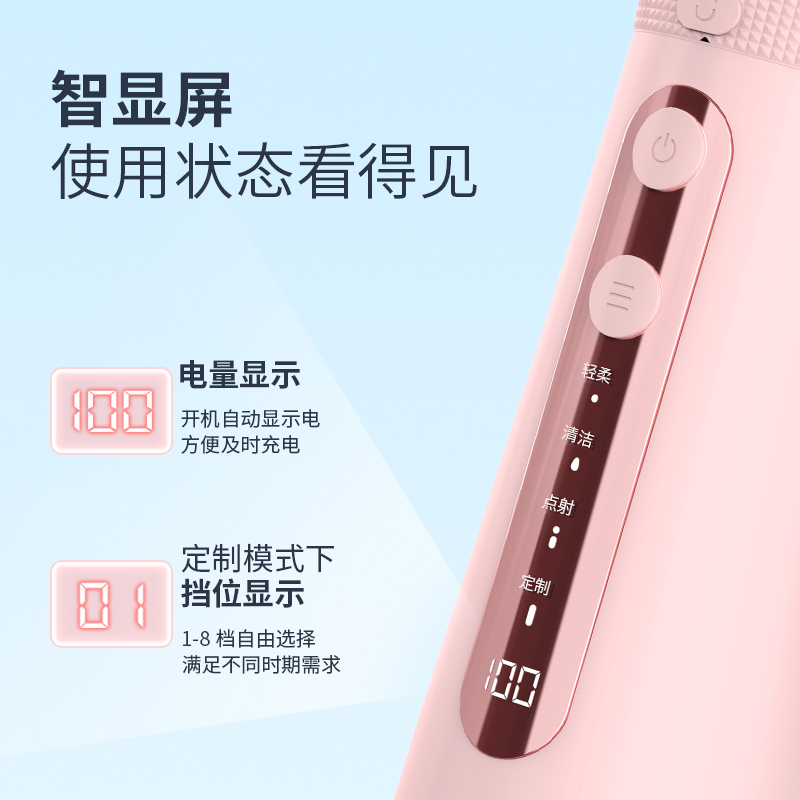 博皓超声波微气泡冲牙器便携式水牙线正畸家用洗牙器洁牙神器 5025pro粉红色