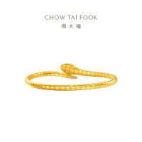 周大福蛇年生肖灵蛇纹黄金手镯女实心生日礼物(工费:2480计价)EOF1290七夕礼物