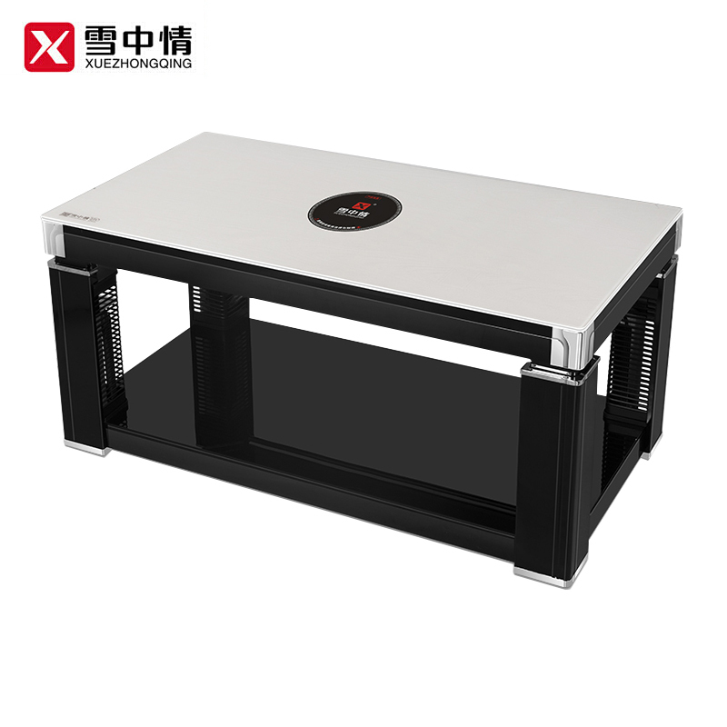 雪中情电暖炉电暖桌S10C升降电暖炉升降电暖茶几电暖桌家用电取暖器烤火炉电烤火桌3D水晶木纹140*75*56-74CM