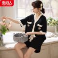 南极人2023年新款睡衣女夏季薄款棉短袖春夏天可爱家居服两件套 XXL码 ZJ1046短袖