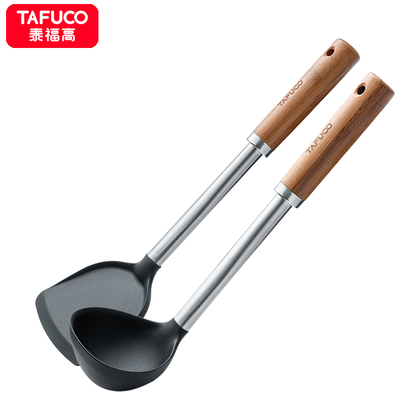 日本泰福高(TAFUCO)硅胶铲子 不粘锅铲炒锅铲煎锅铲 平底锅铲 炒菜铲子勺子套装 家用锅铲 T5172-硅胶勺铲套装