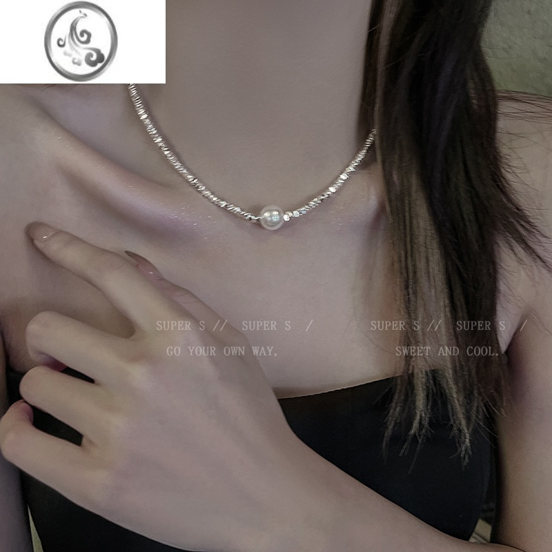 JiMi碎银子单珍珠项链女2023新款高级感锁骨链简约轻奢气质脖颈链
