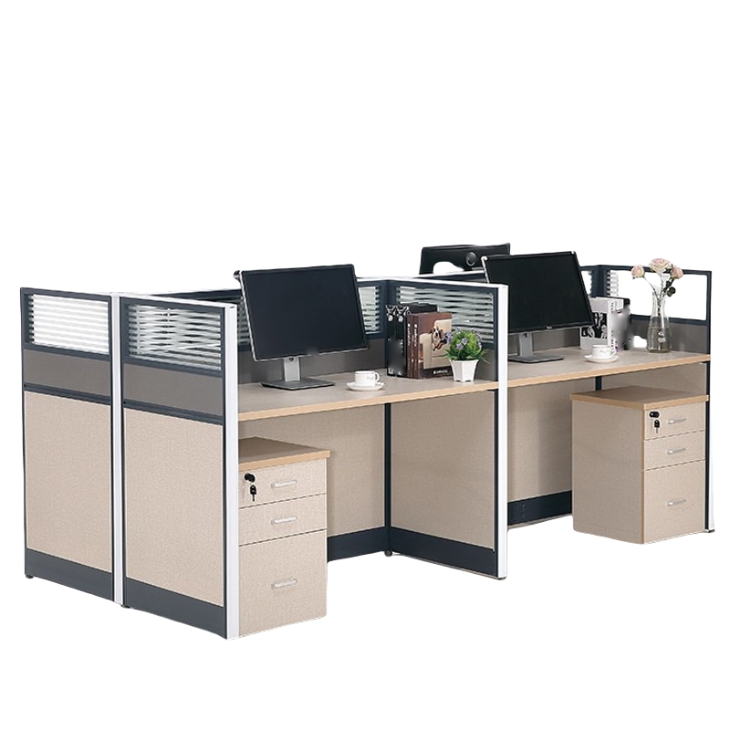 烁恒 办公桌 面对面4人位+柜 套高清大图