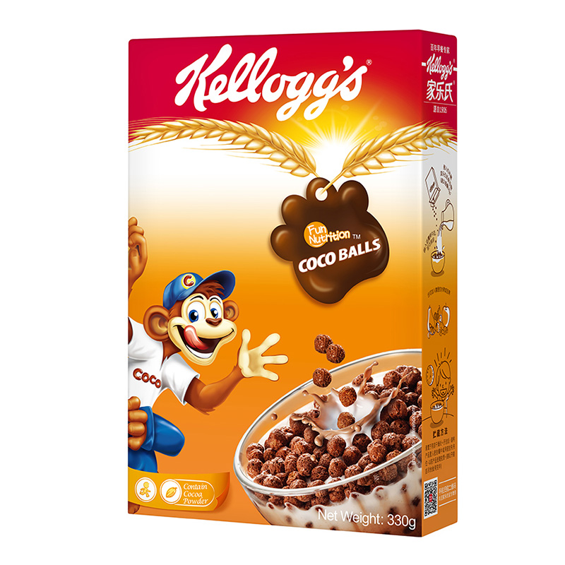家乐氏kellogg’s 可可球 330g泰国进口冲调 营养谷物早餐 盒装巧克力味麦片