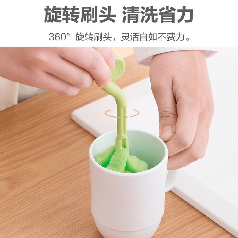茶花 转动海绵瓶刷杯刷清洁刷工具4422