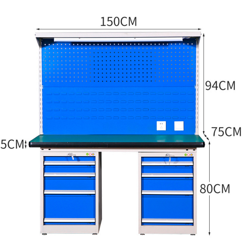 怡卓欧钳工台1.5米双四抽+背网张