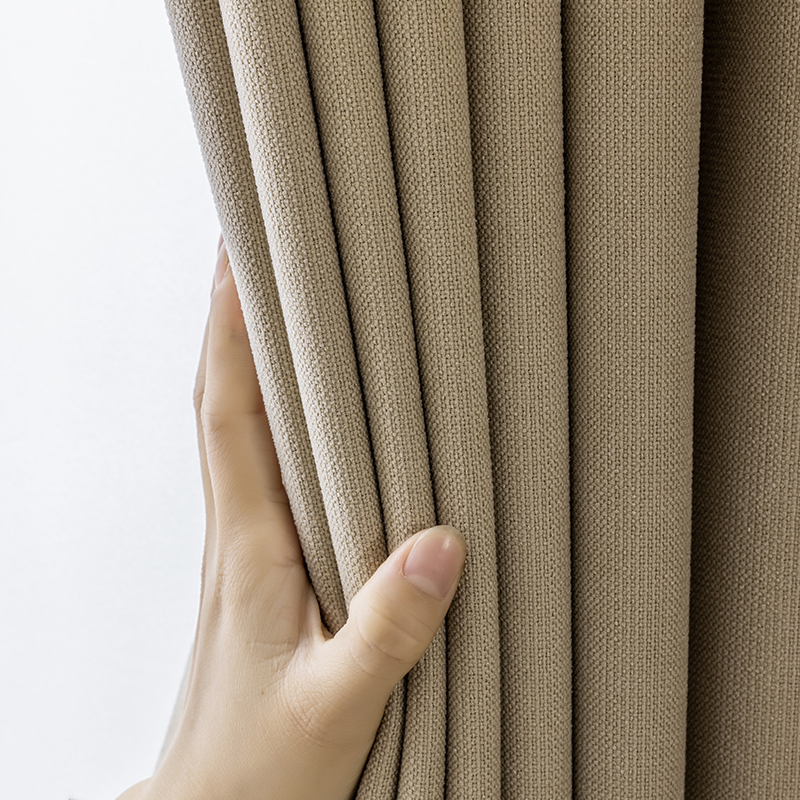 现代挂钩窗帘加厚打孔窗帘飘窗客厅帘子遮阳布纯色轻奢卧室挂钩窗帘