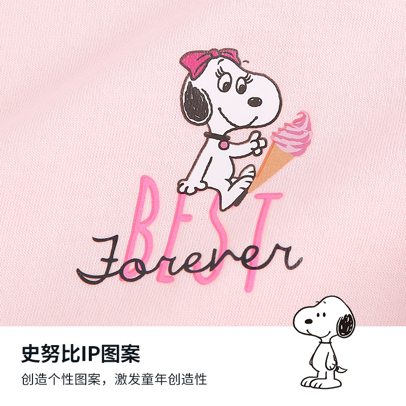 史努比童装儿童T恤女童短袖上衣夏季新款中小童外出衣服