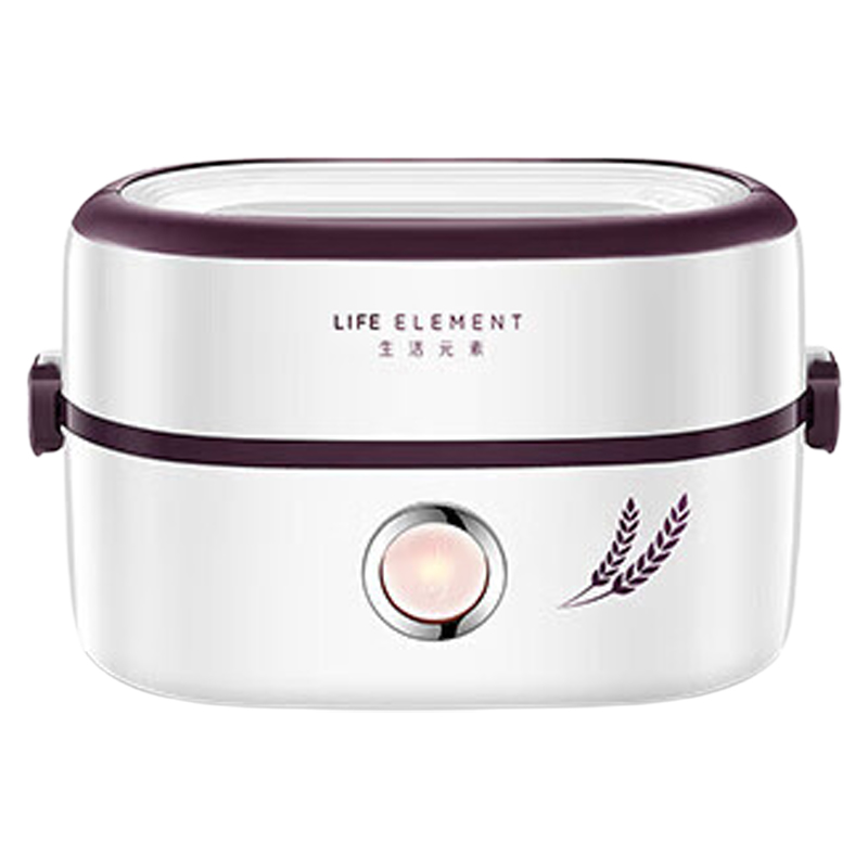 生活元素电热饭盒1L一键开关操作便捷时尚提手携带方便密封锁鲜F6