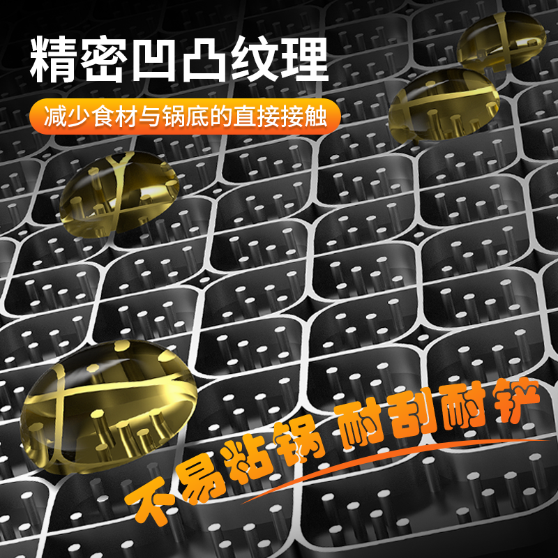 康巴赫(KBH)炒锅不粘锅316L不锈钢蜂窝锅32cm平底炒菜锅炒勺电磁炉燃气灶通用大桔蜂窝炒锅32cm高清大图