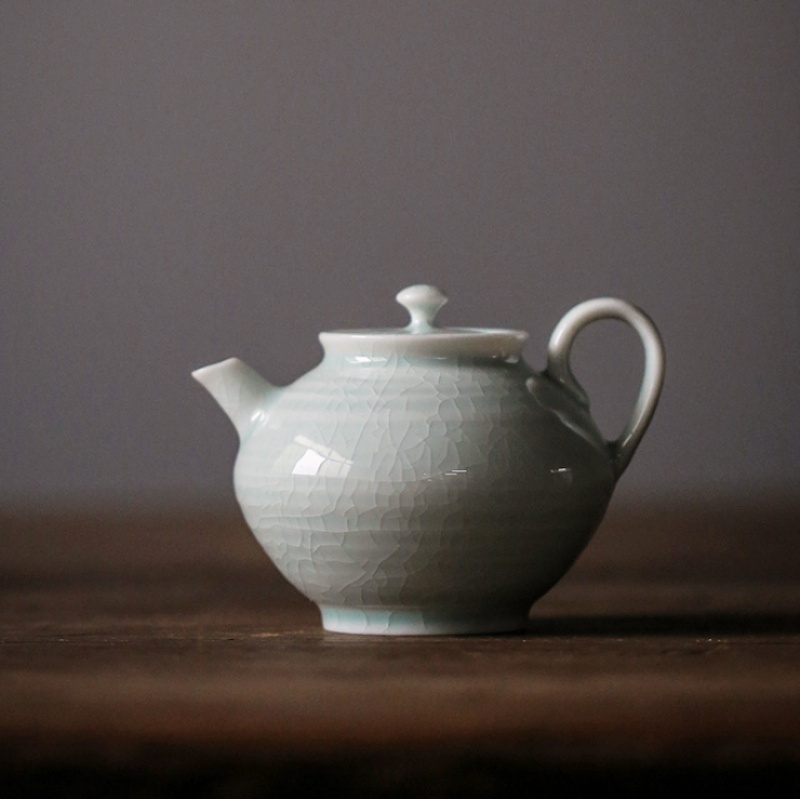 美帮汇开片影青瓷瓷茶壶盖碗茶具家用小壶侧把壶急须壶陶瓷泡茶壶冲罐高清大图