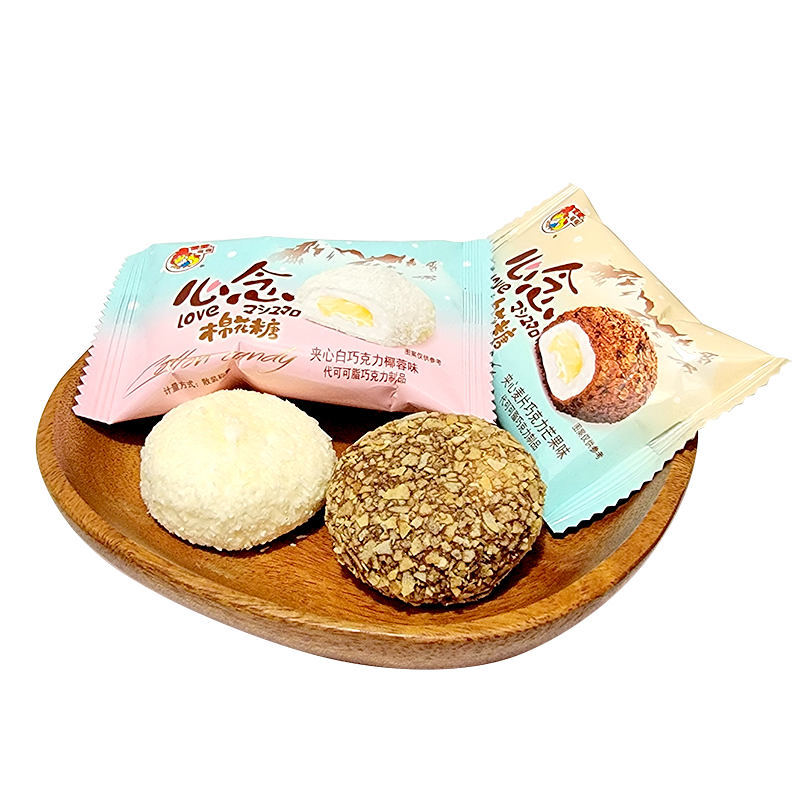 喔喔夹心白巧克力椰蓉麦片芒果味棉花糖散装喜糖500g(代可可脂)