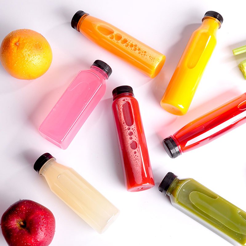 [300ml 圆瓶黑盖共24只]一次性pet饮料瓶塑料创意果汁瓶奶茶杯子酵素瓶饮料杯带盖简约生活日用品