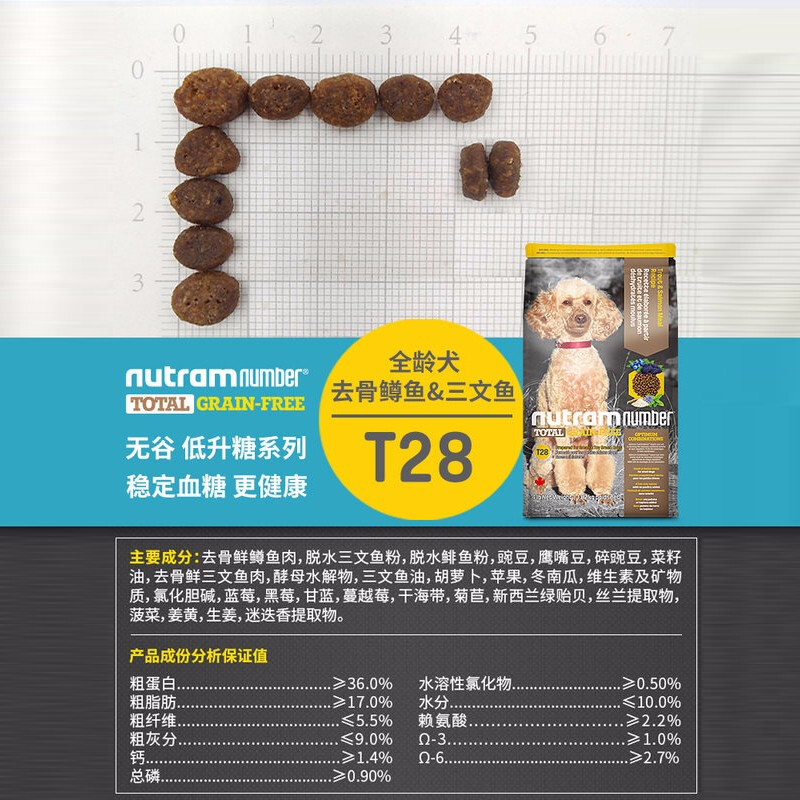 【小包暂无】加拿大纽顿进口狗粮T28无谷三文鱼幼犬成犬通用粮 三文鱼全期狗粮