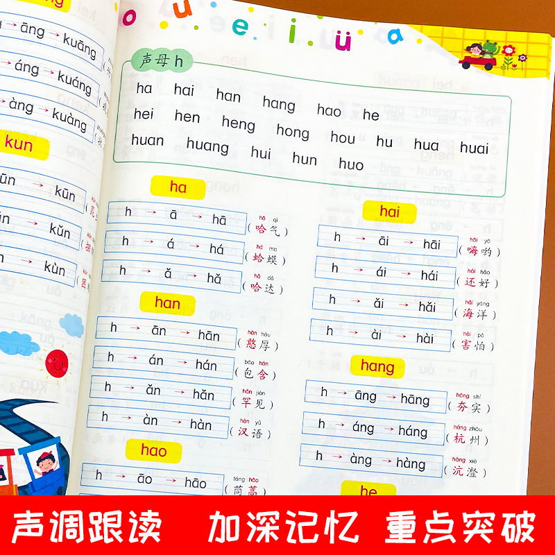 幼儿入学准备-拼读大全 单册 [正版]小学生一二年级汉语拼音之拼读训练大全声母韵母全表练习册学习神器幼小衔接完整版高清大图