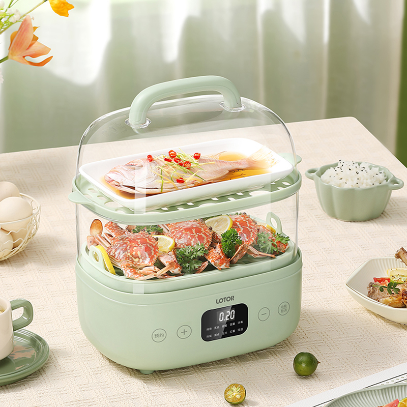 徕多电蒸锅6L大容量功能多样可预约快速蒸汽绿色DZG-1-LS高清大图