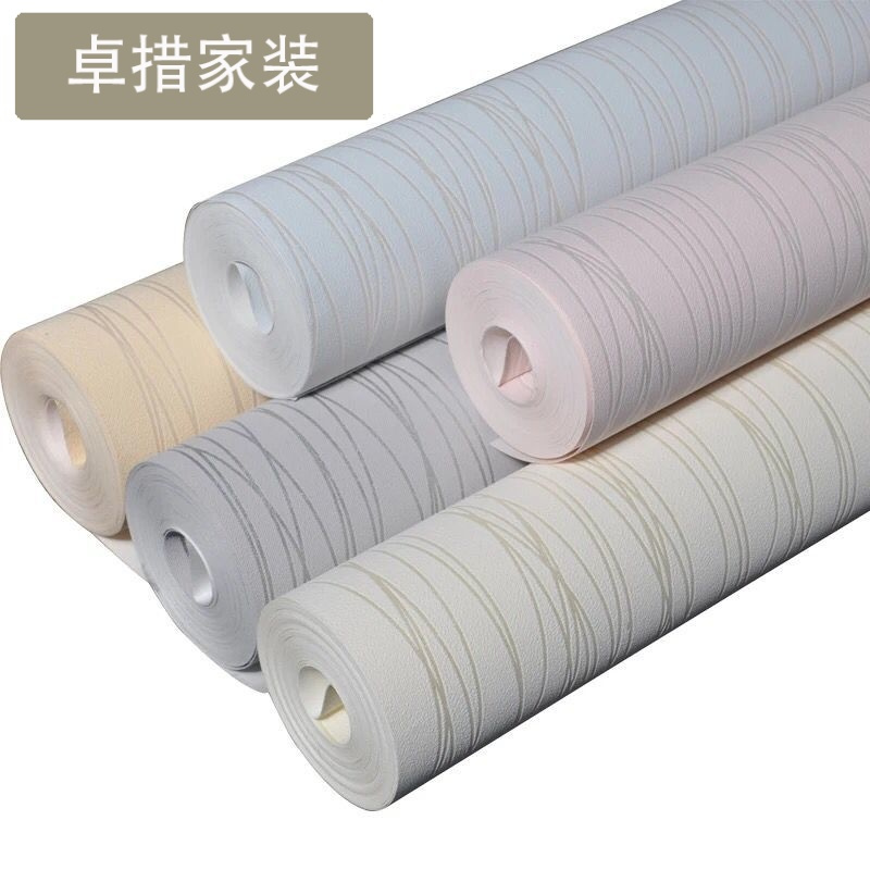 现代简约3D竖条纹墙纸素色无纺布卧室客厅纯色电视背景墙壁纸壹德壹