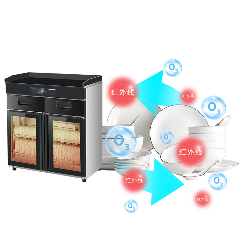 臻远ZY50429034配餐柜消毒碗柜茶水柜带抽屉调料台 数显款高清大图