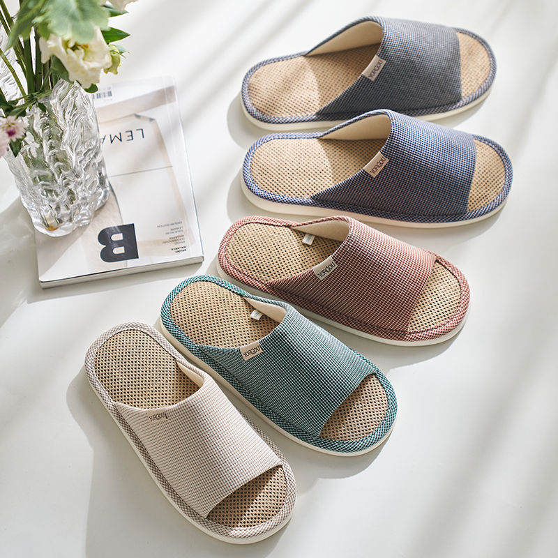 乌拉草布艺凉拖鞋女夏吸汗不臭脚防滑家居室内居家用办公室男四季